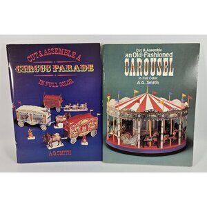 Cut and Assemble Horse Carousel and Circus Parade Books Lot Vintage Punch Out